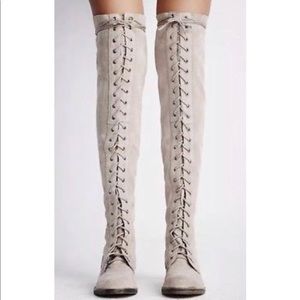 NWT Free People Tennessee Grey Suede Laceup Boots